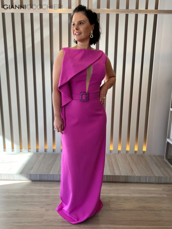 Vestido de festa longo fúcsia