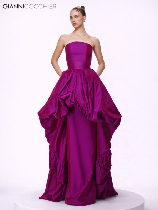 Vestido de Festa Fúcsia Tomara que Caia com Saia Volumosa
